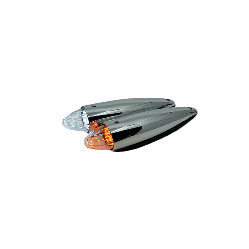 Torpedolampe Hvid/Orange LED Klar linse 24V
