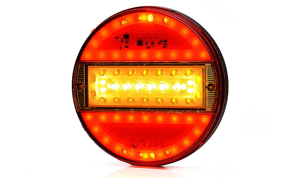 Baglygte Rund LED 5-kammer 12-24V Farvet linse